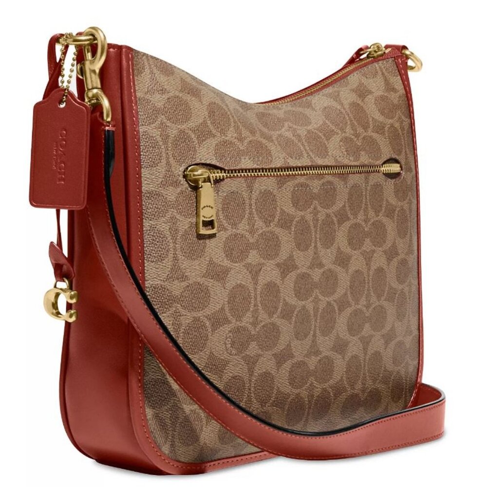 COACH Chaise logo coated canvas women's large crossbody bag purse - Rust/Brown - Picture 12 of 16